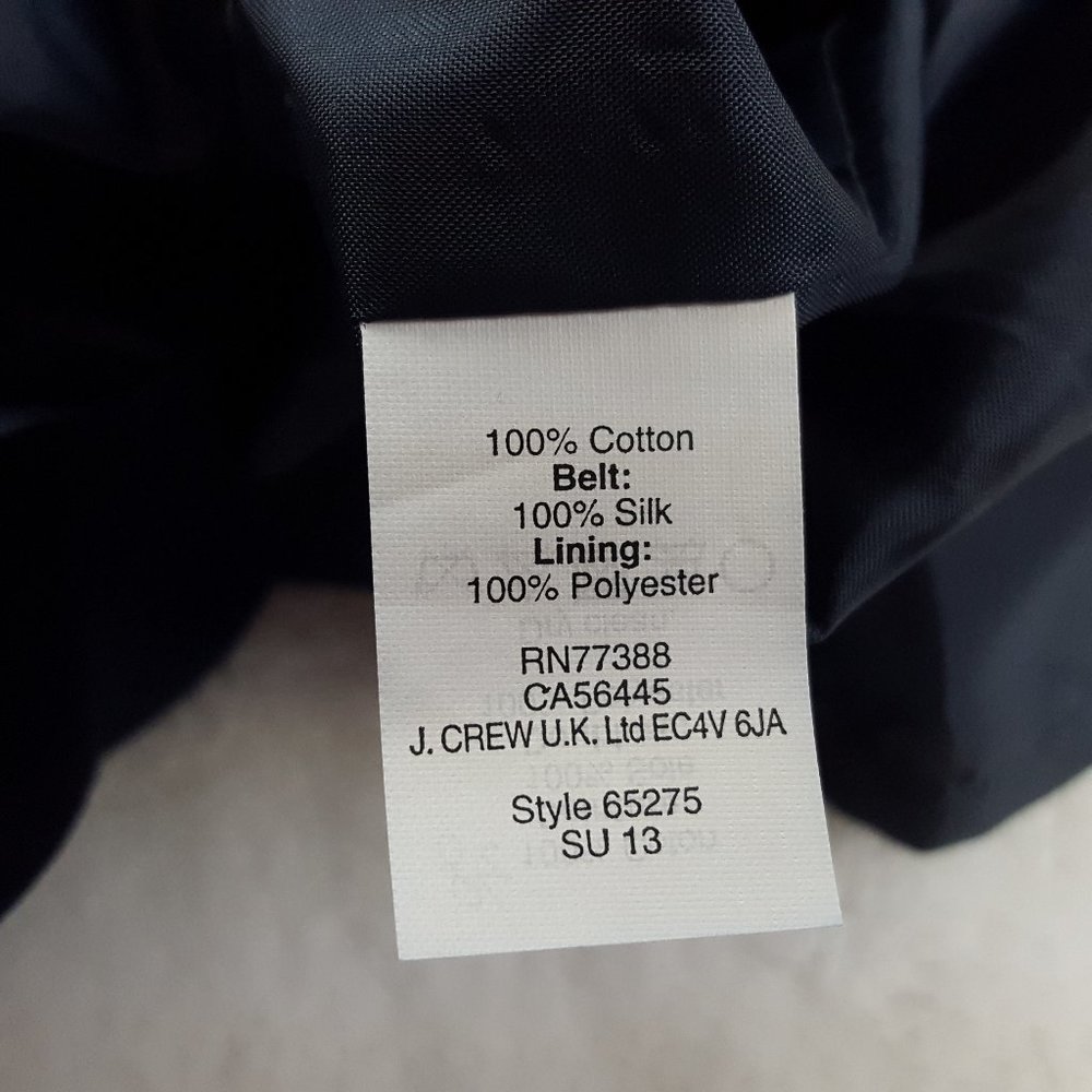 J.Crew Women's Size 2 Tied Belted Strapless Shift Dress Solid Navy Blue - Picture 4 of 7